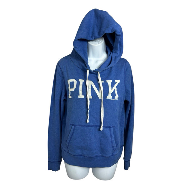 Victoria's Secret Pink Blue Pullover Hoodie Sz Small Hooded Sweatshirt Fleece - Picture 4 of 9
